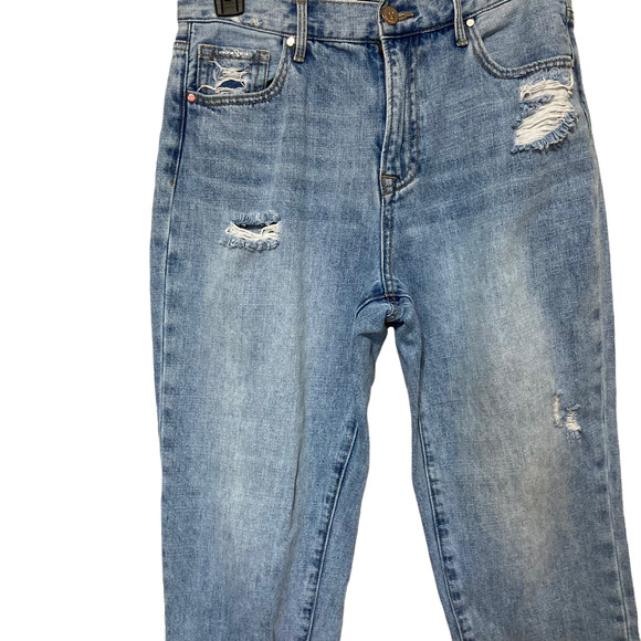 insane gene Womens High Waisted Distressed Raw Hem Jeans Size 9 28 Light Wash - Picture 7 of 7